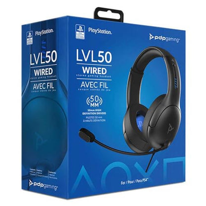 PDP LVL50 Wired Headset with Noise Cancelling Microphone: Black - PS5/PS4