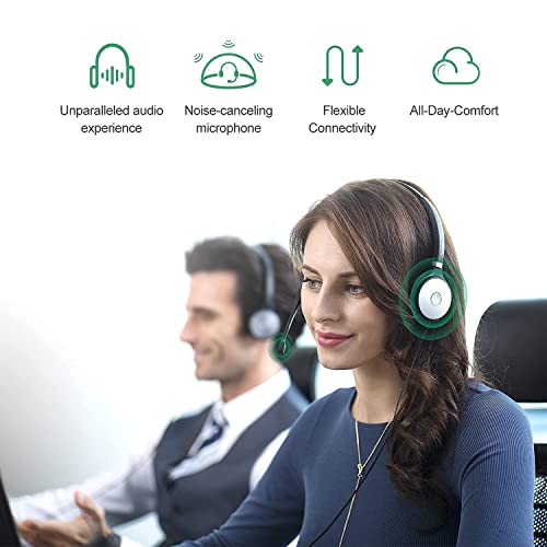 Yealink UH36 USB Headset with Mic 3.5mm Wired Headphones for PC Computer | Mono USB-A Headset with Noise Cancelling Microphone 3.5mm Jack Work Headphones for Office Call Center PC Laptop UC Compatible