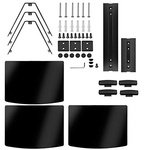 suptek 3 Floating Shelf Wall Bracket with Strengthened Tempered Glass for DVD Players/Cable Boxes/Games Consoles/TV Accessories, 3 Shelves, Black, CS303 - color: Black 3 Tiers