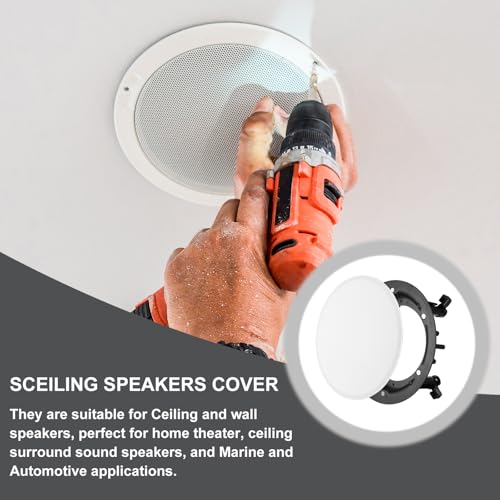 MECCANIXITY Ceiling in-Wall Speaker Grille Cover and Base, 9.2 Inch White Round Metal Recessed Drop Ceiling Speakers Magnetic Dust Covers Accessory for Surround Sound Systems - size: 9.2 Inch
