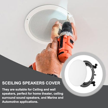 MECCANIXITY Ceiling in-Wall Speaker Grille Cover and Base, 9.2 Inch White Round Metal Recessed Drop Ceiling Speakers Magnetic Dust Covers Accessory for Surround Sound Systems - size: 9.2 Inch