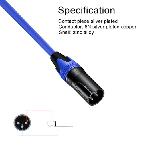 (1.5 FT 2 Pack) Right Angle 1/4 TS to XLR 3Pin Male Microphone Audio Cable,6.35mm TS Mono Right Angle to XLR Male 3pin Cable for Micphone Mixer、 Instruments (1.5 FT 2 Pack) - size: 1.5 FT 2 PACK
