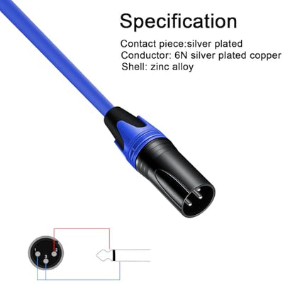 (1.5 FT 2 Pack) Right Angle 1/4 TS to XLR 3Pin Male Microphone Audio Cable,6.35mm TS Mono Right Angle to XLR Male 3pin Cable for Micphone Mixer、 Instruments (1.5 FT 2 Pack) - size: 1.5 FT 2 PACK