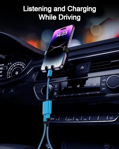 iPhone Headphone Adapter with Charge 2-in-1 Lightning to 3.5mm Female Aux | Audio Jack Dual Converter Mfi Certified Apple Dongle Splitter +Charger Adaptor for iPhone 14 Pro Max 13 12 11 XR XS iPad Mini - color: Blue