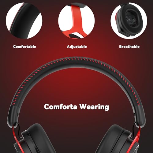 IMYB A88 Gaming Headset with Mic for Ps5, Pc, Xbox One Series X/s, Ps4, Switch, Stereo Wired Noise Cancelling Headphones with Microphone for Computer, Laptop, Mac, Nintendo, Games (Red) - color: BlackRed