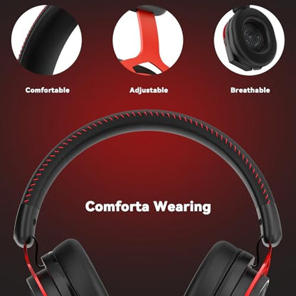 IMYB A88 Gaming Headset with Mic for Ps5, Pc, Xbox One Series X/s, Ps4, Switch, Stereo Wired Noise Cancelling Headphones with Microphone for Computer, Laptop, Mac, Nintendo, Games (Red) - color: BlackRed