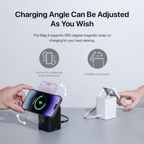 ADAM elements Mag 4 GaN 30W Magnetic 4-in-1 Charging Station, Wireless Desktop Charger for iPhone 17 16 15 14 Series, Apple Watch, AirPods & USB Devices (White)