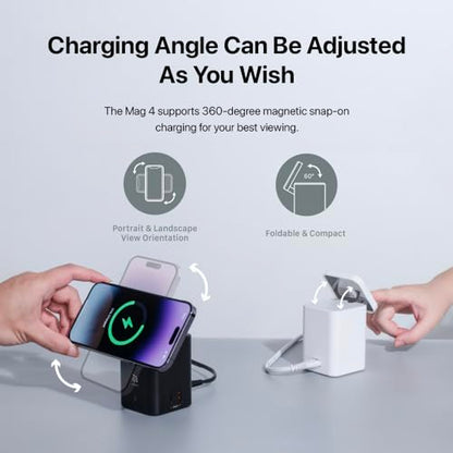 ADAM elements Mag 4 GaN 30W Magnetic 4-in-1 Charging Station, Wireless Desktop Charger for iPhone 17 16 15 14 Series, Apple Watch, AirPods & USB Devices (White)