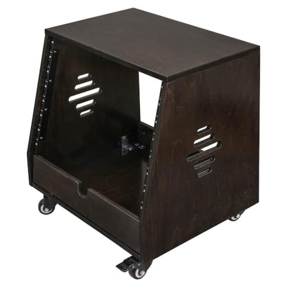 Sound Town DIY 8U Slanted Studio Rack with Casters for Home Studio and Recording Room, Baltic Birch Plywood, Black Espresso (SDRK-8TD) - size: 8U,Black Espresso
