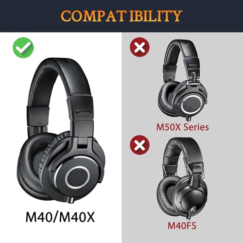 SOULWIT Replacement Headband Hinge Swivel Connectors (2 Sets) for Audio Technica ATH M40, M40X Headphones, End Caps Repair Parts Kit - Black