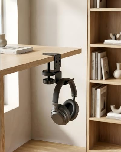 Under Desk Headphone Holder Clamp, Rotating Desk Hook, Space Saving Mount