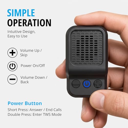 Wearable Bluetooth Speaker, Magnetic Clip-On Portable Speaker | Built-in Mic for Hands-Free Music/Calls, TWS, IP65 Waterproof Mini Speaker for Work, Golf, Hiking and Jobsite