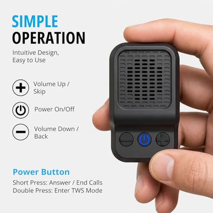Wearable Bluetooth Speaker, Magnetic Clip-On Portable Speaker | Built-in Mic for Hands-Free Music/Calls, TWS, IP65 Waterproof Mini Speaker for Work, Golf, Hiking and Jobsite