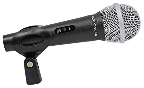 Rockville RMC-XLR Wired Dynamic Microphone, Full Metal Body, M-56 Cartridge, (2) 10 Ft OFC Cables, Mic Clip & Case, for DJs, Karaoke, and Live Performances | Neodymium, Unidirectional, XLR and 1/4 Connectors, 10 Ft OFC Copper, M-56 Cartridge, Mic Clip, Ca