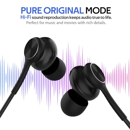 Earbuds Stereo in-Ear Headphones Three-Year Warranty for Galaxy Z Fold6 S24 S23 S22 S21 S20, Note 10, 10+ with Microphone and Volume Remote Type-C Connector-（Black）