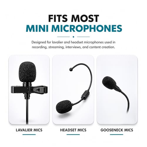Movo F1/4 Lavalier Microphone Foam Windscreens, 5-Pack Replacement Lav Mic Pop Filters – Fits 4–6mm Mic Capsules, Compatible with RØDE smartLav+, Lavalier GO, Shure MVL, LV4, Sanken COS-11D