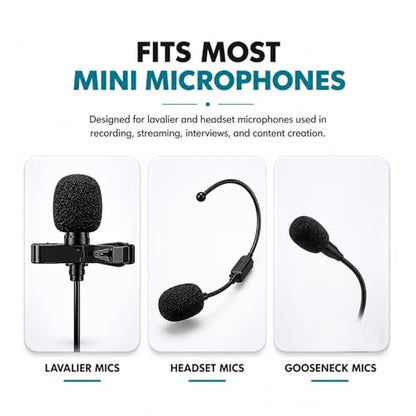 Movo F1/4 Lavalier Microphone Foam Windscreens, 5-Pack Replacement Lav Mic Pop Filters – Fits 4–6mm Mic Capsules, Compatible with RØDE smartLav+, Lavalier GO, Shure MVL, LV4, Sanken COS-11D