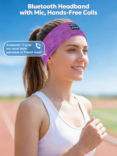 2-Pack Bluetooth Headband Headphones, Wireless Sports Headband, Washable Music Headband with Secure Fit for Running, Workout, Gym, Yoga, Sleep Headphones for Side Sleepers- Great Gift