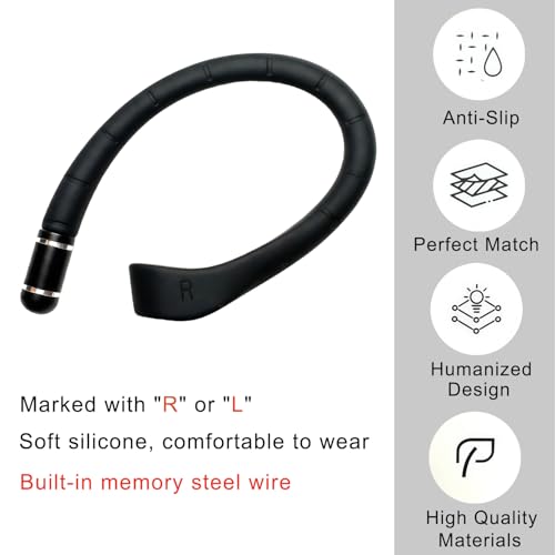 Soft Silicone Ear Hooks for Samsung Galaxy Buds 3 Pro(3/3 FE),Anti-Slip Fit | Includes Lanyard & Cleaning Cloth, Sports Anti-Slip Earbuds Accessories, Black - color: Black