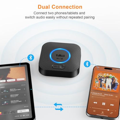 1Mii B06+ Bluetooth Receiver, Hi-Fi Wireless Audio Adapter, Bluetooth 5.3 Receiver with 3D Surround aptX HD aptX Low Latency for Home Music Streaming Stereo System - color: Black