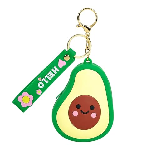 【Woyinger】 Fruit Shaped Silicone Earbud Case for AirPods, Tech Organizer Pouch with Keychain & Wrist Strap, Mini Cable Coin Wired/Wireless Earphone Holder, Avocado - color: A2-Avocado