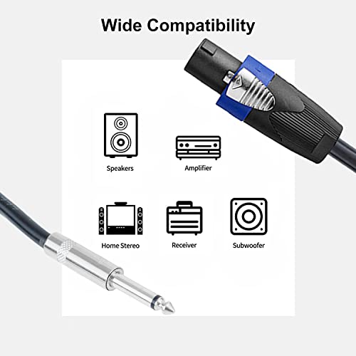2PCS 50 Feet 12 Gauge SpeakON to 1/4 Inch Male Speaker Cables-50ft 12AWG SpeakON to 1/4 Stereo Audio Interconnect Cords-2 Pack - size: 50 Feet