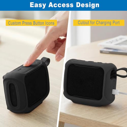 Silicone Case Cover for JBL Go 5 Portable Speaker | TXEsign Travel Carrying Protective Pouch with Attach Straps for Bike Golf Cart Scooter - color: Black