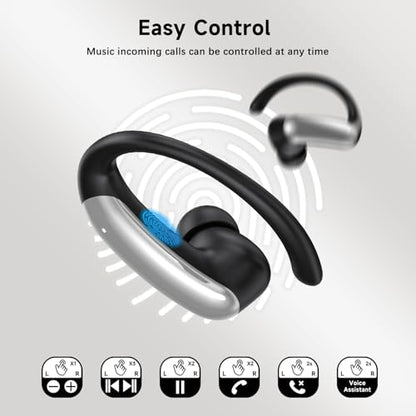 Wireless Ear Buds,Bluetooth Headphones with ENC Noise Cancelling,50H Playtime Earphones with LED Power Display,IPX4 Waterproof Earbuds for Sports/Workout,Smartphone,Laptop,Computer - color: Black