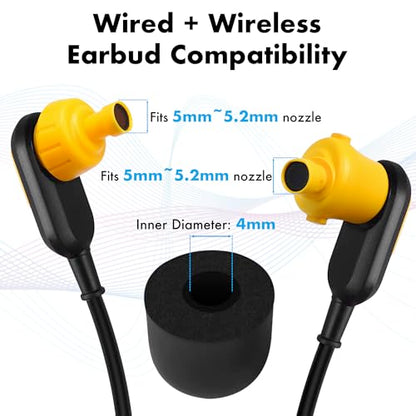 Cyberguys! Memory Foam Ear Tips Replacement for DEWALT Earbuds | Noise-Isolating Foam Earbud Tips, Fits 5.0–5.2mm Nozzle, Soft Comfort, Enhanced Bass Seal, 3 Pairs with Storage Case
