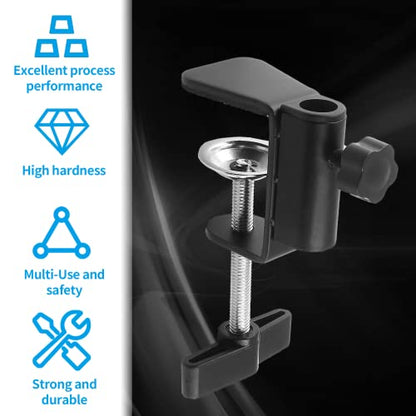 C-Clamp Base Stand Mounting Accessory, Metal Black | Table Mount Clamp, Desk Light Clamp Mount Holder, For Desktop Lamp Monitor Microphone Mic Arm Mount Stand