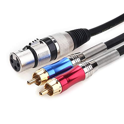 Tisino XLR to RCA Y-Cable, XLR Female to Dual RCA Adapter Y-Splitter Duplicator Lead Unbalanced Stereo Audio Interconnect Cable -10 feet/3 Meters | Unbalanced XLR to 2 RCA Stereo Interconnect Cord for Mixer Console/Amp/Home Theater, Duplicator Patch Cable
