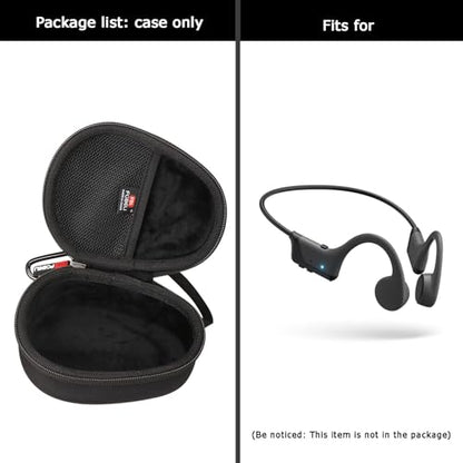 FBLFOBELI Kids Headphone Case for BAICLUD/Mehomeli/JusTalk/iClever/LOBKIN | Hard EVA Shell, Kids Bluetooth Air Conduction Open Ear Headphones Case, Shockproof & Water-Resistant, Black - color: Black