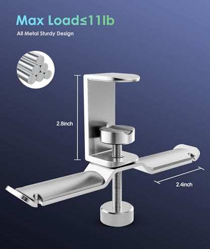 6amLifestyle Dual Rotatable Headphone Stand Hanger Under Desk Clamp Headphone Holder Aluminum, 11lb Load Capacity, Compatible with Universal Headphones, Silver 6A-13SV - color: Silver