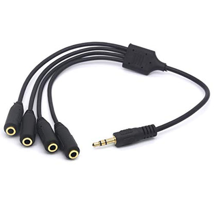 4 Way Port 3.5mm Headphone Splitter Cable (30cm) | 3.5 TRS Stereo Jack Earphone Audio Stereo Lead Cord for Mobile Phone Tablet Speaker Mic Headset Smartphone