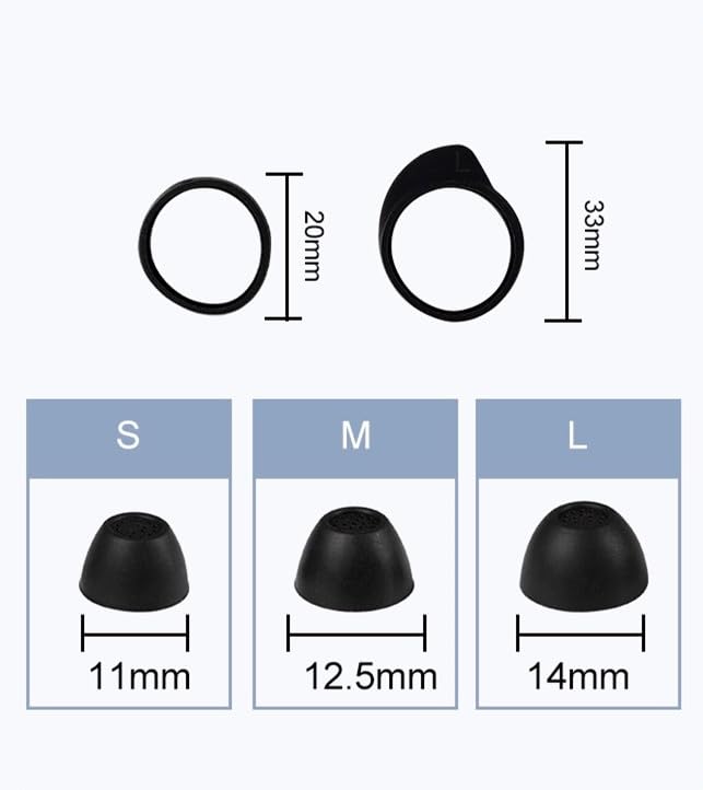 Ear Tips for Samsung Galaxy Buds FE Earbud Accessories, Replacement Silicone Ear Tips and Wings, 3 Pairs, Black