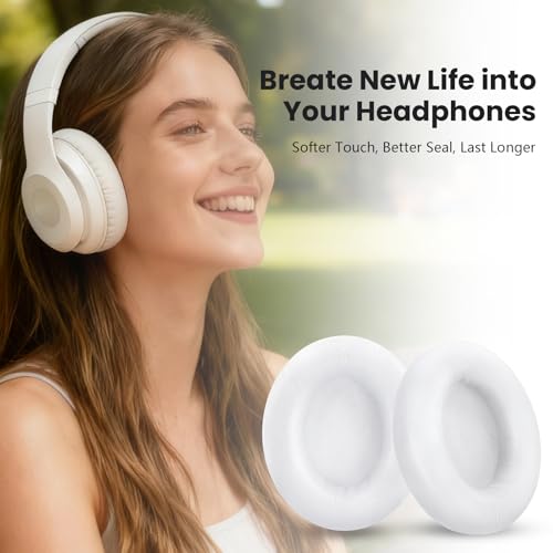 Studio Pro Headphone Ear Pads, Replacement Earpads/Cushions for Beats Studio Pro, with Premium Protein Leather, Resilient Memory Foam, Added Thickness - color: White