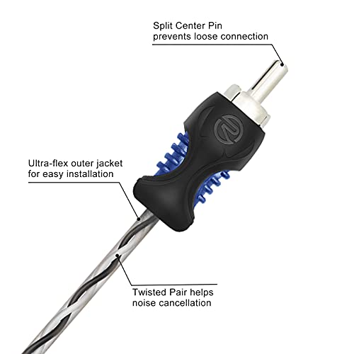 RECOIL R1F2M OFC 1 Female to 2 Male RCA Y Adapter Car Audio 1ft Splitter | Oxygen Free Copper Twisted Pair with Noise Reduction Connectors 2 Pack