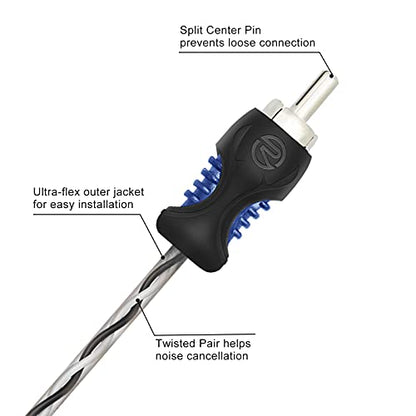 RECOIL R1F2M OFC 1 Female to 2 Male RCA Y Adapter Car Audio 1ft Splitter | Oxygen Free Copper Twisted Pair with Noise Reduction Connectors 2 Pack