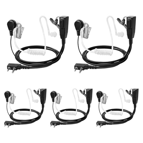 5 Pack AVPH3 Surveillance Earpiece with PTT/VOX Mic for Midland GTX1000