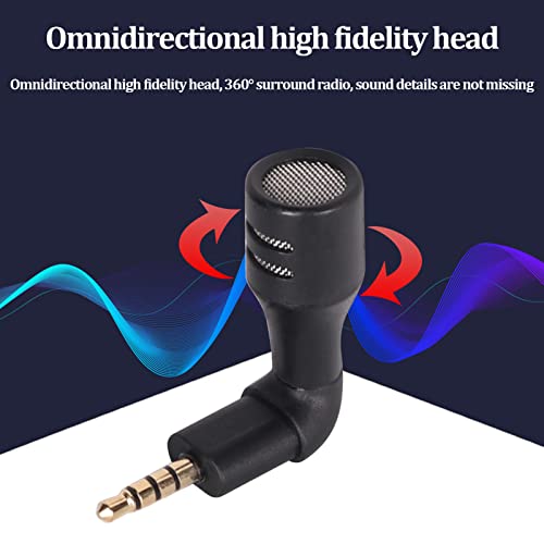Mini Directional 3.5mm Jack Microphone Portable Small Mic Compact Mic High Sensitivity 360° Surround Sound for Smartphone Video Recording with No Charging Needed