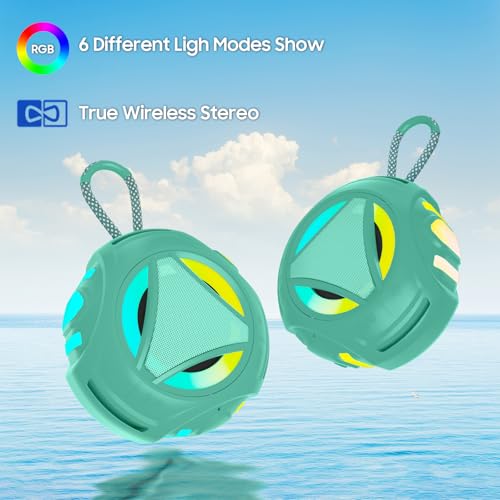 Bluetooth Shower Speake Waterproof，Portable Outdoor Bluetooth Speake with RGB Lights，IPX67 Floating，Built-in Mic，24Hrs Playtime，True Wireless Stereo，Gifts for Teens Boy Girls Women Men - Green - color: Green