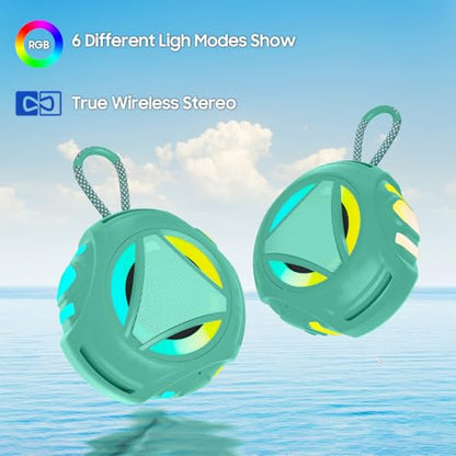 Bluetooth Shower Speake Waterproof，Portable Outdoor Bluetooth Speake with RGB Lights，IPX67 Floating，Built-in Mic，24Hrs Playtime，True Wireless Stereo，Gifts for Teens Boy Girls Women Men - Green - color: Green