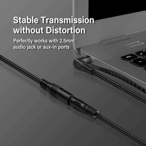Right Angle 2.5mm Audio Aux Cable,90 Degree 2.5mm Male to Female TRS Stereo Audio Extension Cable for Smartphone,Headphone,Mp3 Player（0.3M）