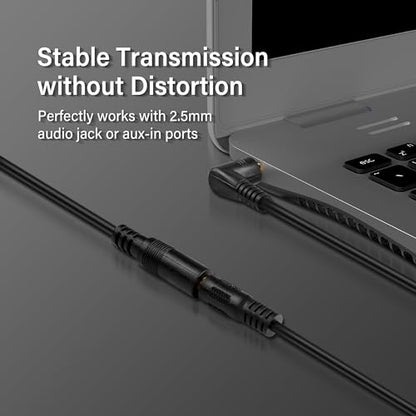 Right Angle 2.5mm Audio Aux Cable,90 Degree 2.5mm Male to Female TRS Stereo Audio Extension Cable for Smartphone,Headphone,Mp3 Player（0.3M）