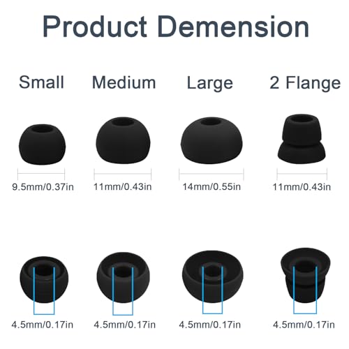 Replacement Eartips Compatible with Powerbeats 3 Powerbeats 2/1, 4 Pairs Replacement Earbuds Silicone Ear Tips Eargels Set - Small, Medium, Large and Double Flange (Black) - color: black