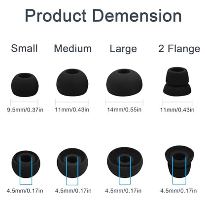 Replacement Eartips Compatible with Powerbeats 3 Powerbeats 2/1, 4 Pairs Replacement Earbuds Silicone Ear Tips Eargels Set - Small, Medium, Large and Double Flange (Black) - color: black