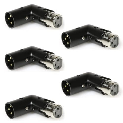 LyxPro XLR Angle Adapter Dual Male and Female can be positioned to 4 Different Angles Right Left and 90 Degree Great for Mixers that Interfere with Other Applications - 5 Pack - size: pack of 5