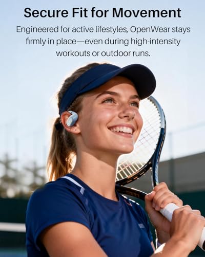 TOZO OpenWear Open Ear Earbuds, AI Translation Real Time 145+ Languages | 60H Translator Ear Buds Audifonos Traductores Inglés Español, All Day Comfort, Bluetooth Headphones 5.4 with Smart Display - color: Blue
