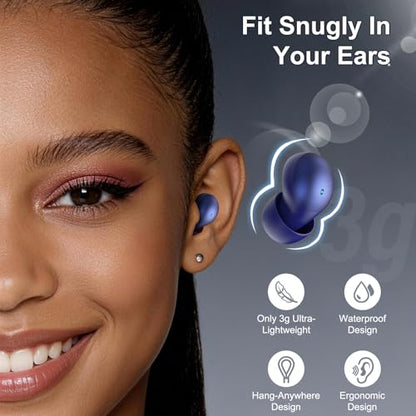 Sleep Earbuds Bluetooth 6.0 in Ear, Sleep Headphones with Sleep Monitor APP, 2026 New Mini Sleep Ear Buds with Small Earplugs for Side Sleepers, 48H Playtime Sleep Earphones with Sleep Mode Blue - color: Blue