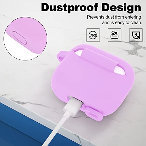 Compatible with AirPods 3 Case, Protective Silicone Cover for AirPods 3rd Generation Case 2021, Wireless Charging - Light Purple - color: B-Light Purple